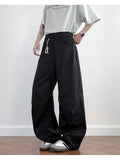 Wiaofellas  -  Men's Loose Fit Casual Pants 2026 M-5XL Plain Color Wide Leg Comfortable Blend Urban Streetwear Daily Wear Black White