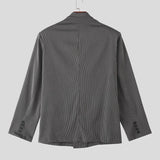 WIAOFELLAS  -  Men Irregular Blazer Striped Lapel Long Sleeve Casual Suit Men Streetwear Hollow Out Fashion Male Thin Coats Blazer