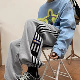 Wiaofellas Sweatpants for Men Harajuku Cotton Goth Tracksuit Bottoms Trousers Wide Leg Hip-hop Sport Young La Elastic Y2k Male Sweat Pants