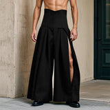 WIAOFELLAS  -  Men Pants Solid Color High Waist Joggers Loose Hollow Out Trousers Men Streetwear 2025 Pleated Casual Wide Leg Pants Men