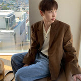WIAOFELLAS  -  Fashion Summer Men's Solid Color Pockets Korean Style Blazer Coats Trendy Lapel Single-breasted Jackeys Male