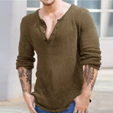 WIAOFELLAS  -  Spring Summer Casual Mens Knitted Polo Shirts Loose Long Sleeve Buttoned Lapel Knit Men Clothes Vintage Solid Tees Shirt