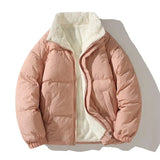 Wiaofellas  -  Winter High Quality Stand Up Collar Cotton Coat Double-sided Lamb Wool Cotton Coat Couple Style Cotton Coat Thick Warm Jacket