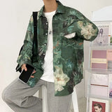 WIAOFELLAS  -  Trendy Brand Retro Oil Painting Printed Long-sleeved Shirt Men Street Loose Casual Couple Shirt Jacket