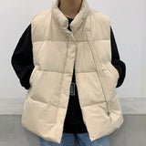 WIAOFELLAS  -  Corduroy Parkas Vest Men Stand Casual Keep Warm Loose Sleeveless Cotton Padded Harajuku Korean Style Teens Outwear All-match