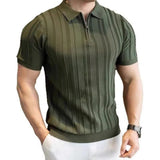 WIAOFELLAS  -  Summer New Men's Solid Color Knitted Jacquard Short Sleeve T-shirt Retro Trend Fashion Casual Simple Slim Men's Tops
