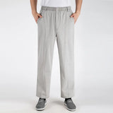 Wiaofellas  -  Loose Linen Cotton Casual Pants for Men Straight Leg High Waist Summer Comfortable Men's Loose Fit Trousers