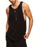 Wiaofellas  -  Hip Hop O Neck Straps Ripped Tank Tops Men Streetwear Fashion Solid Color Slim Vest Mens Summer Trendy Sleeveless Camisoles