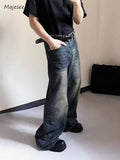 WIAOFELLAS  -  Jeans Men Autumn Washed Do Old Full Length American Retro Simple Advanced Punk Style All-match Streetwear Denim Trousers Daily