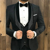 Wiaofellas  -  Formal Wedding Suits For Men Slim Fit 3 Pcs Groom Tuxedo Ternos Formal Fashion Costume (Jacket + Vest + Pants)