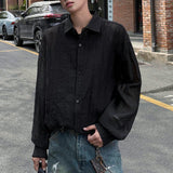 WIAOFELLAS  -  Simple Men's Shirts Turn-down Collar Long Sleeved Single Breasted Shirt Solid Color Casual Quick-dry Loose Menswear