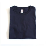 WIAOFELLAS  -  Urban 220g Japanese Cotton Thick T-shirt Unisex Heavy Summer Solid Color Seamless Woven Tops Round Neck Men Short Sleeve T-shirt