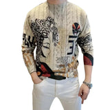 Wiaofellas  -  Male Clothes Top Slim Fit Pullover Sweatshirt for Men Hoodieless Fleeced Graphic Cotton Novelty and Sweat Shirt Y2k Vintage Hot