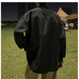 WIAOFELLAS  -  Korean Men's Spring and Autumn Square Collar Print Fashion and Versatile Loose and Casual Two-piece Long Sleeved Shirts