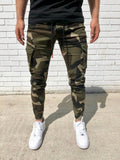 Wiaofellas  -  Men quick dry sweatpants camouflage sports pants slim elastic multi-pocket cargo pants men's fitness running training trousers