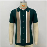 WIAOFELLAS  -  Men's Casual Knitted Short Sleeve Polo Shirt Lapel Button Cardigan T-shirt Breathable Summer T Shirt Fashion Men Clothing MY990