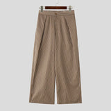 WIAOFELLAS  -  Men Striped Pants Button Joggers Loose Casual Wide Leg Trousers Men Streetwear Fashion Leisure Long Pants S-5XL