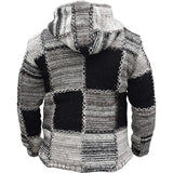 Wiaofellas  -  Fashionable Mens Sweater Hoodies Vintage Zipper Long Sleeve Patchwork Sweaters For Men Autumn Winter Trendy Knit Hooded Sweater