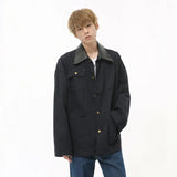WIAOFELLAS  -  Korean Style Men's Shoulder Pads Jackets Single Breasted Design Turn Down Collar Loose Male Clothing New Menwear