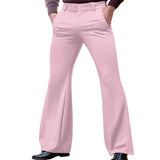 Wiaofellas  -  Men Flare Dress Pants Solid Color Button-down Casual Slightly Flared Trousers Luxury Premium British Elegant Straight Pant S-3XL
