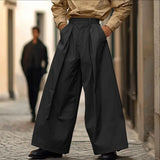WIAOFELLAS  -  Men Wide Leg Pants Solid Color Button Joggers Oversize Trousers Men Streetwear Fashion Casual Male Long Pants S-5XL