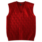 WIAOFELLAS  -  Warm Fashionable Twisted Stripe Men's Sweater High Quality Men's Casual Solid Color Vest Cotton Soft Yarn Fabric V Neck Clothing