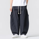 Wiaofellas  -  Oversized Men Wide Leg Pants Elastic Waist Joggers Trousers Male Casual Harem Pants Baggy Fashion Men Sweatpants Large Size 5XL