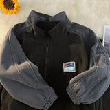 WIAOFELLAS  -  Men Thicker Jackets Autumn Winter Stand Collar All-match Solid Fashion Patchwork Zipper Warm Streetwear Long Sleeve Casual Coats