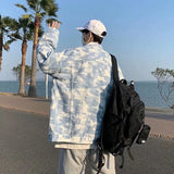 WIAOFELLAS  -  Tie-dye Street Denim Jacket Men's Trendy Brand Loose and Handsome Top Washed Work Jacket