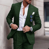 Wiaofellas  -  Linen Suits For Men Beach Wedding Slim Fit Jacket Pants 2 Piece Set Smart Casual Blazer Trouser High Quality Males Clothing