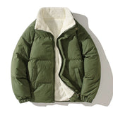 Wiaofellas  -  Winter High Quality Stand Up Collar Cotton Coat Double-sided Lamb Wool Cotton Coat Couple Style Cotton Coat Thick Warm Jacket
