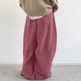 Wiaofellas  -  Men Pants Solid Color Joggers Loose Corduroy Drawstring Trousers Men Streetwear Fashion Casual Wide Leg Pants Men