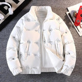 Wiaofellas  -  Fashionable Winter Men's Cotton Jacket Men's Coat Thick Warm Bright Color Men's Stand Up Collar Shorts Bread Jacket
