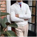 WIAOFELLAS  -  Autumn and Winter Hot Men's Stand-up Collar Zipper Long-sleeved Sweater New Slim Pullover Base Sweater Outer Top