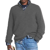WIAOFELLAS  -  Autumn Winter Men's Half Zipper Knit Pullovers Solid Mock Neck Casual Knitted Sweater Men Long Sleeve Loose knitwear Plus Size