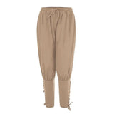 Wiaofellas  -  Men's Retro Medieval Pants Summer Linen Pirate Drawstring Pant Halloween Adult Cosplay Men Casual Trousers