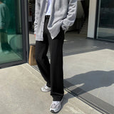 WIAOFELLAS  -  Black Gray Suit Pants Men Fashionable Social Mens Dress Pants Korean Loose Casual Straight Trousers Mens Office Formal Pants