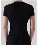 Wiaofellas  -  Men's Fitness Short Sleeve T-Shirt Summer Running Quick Dry Breathable Knit Tee Men Sports Skinny T-shirt Outdoor