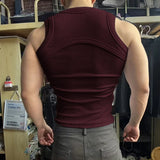 WIAOFELLAS  -  Men Tank Tops Solid Color O-neck Sleeveless Casual Male Vests Streetwear Summer Knitted Fashion Men Clothing S-5XL