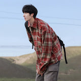 Wiaofellas  -  Brand Plaid Jackets for Mens New Autumn American Baggy Woolen Coat Male Fashion Casual Streetwear Vintage Clothing