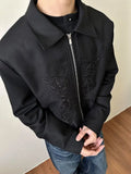 WIAOFELLAS  -  Men Clothing Jacket New High-end Advanced Designed Niche Chic Temperature Americian Carved and Embroidered Western Lapel Jacket