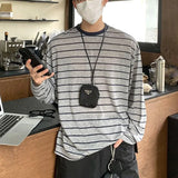 WIAOFELLAS  -  Men's Retro Lazy Style Stripes Contrasting Color Thin Sun Protection Long-sleeved Shirt Men's and Women's Breathable Tops