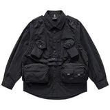 WIAOFELLAS  -  Spring Autumn Men's Fake Two piece Long Sleeve Shirt Coat Mountain Functional Jacket Multi Pocket Vest Splicing Workwear Coats