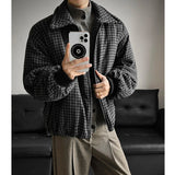 WIAOFELLAS  -  Men's Vintage Plaid Wool-Blend Thickened Cotton Jacket - Black (M-2XL) | Old Money Style American Short Coat