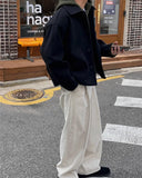 WIAOFELLAS  -  Autumn Winter Men's Cotton Wide Leg Floor Suit Pants Korean Casual Loose Straight  Thicken Full Length Trousers Male Keep Warm