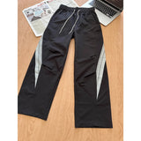 WIAOFELLAS  -  adient ey Sports Casual Pants Men Women Qui Dry Breathable Autumn Fce Straight Leg Pants Splice Color Blo