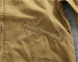 WIAOFELLAS  -  Classic vintage button-down biker jacket top men's youth cotton khaki do old wash cargo coat trend
