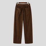 Wiaofellas  -  Men Pants Solid Color Joggers Loose Corduroy Drawstring Trousers Men Streetwear Fashion Casual Wide Leg Pants Men