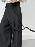 WIAOFELLAS  -  Trendy High Waist Drawstring Trousers Mens Streetwear Stylish Pleated Suit Pants Spring Autumn Casual Solid Color Loose Trousers