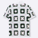 WIAOFELLAS  -  Summer French Retro  Men's Hook Flower Knitted Polo Shirt Casual Versatile Hollow Outs Short Sleeved Knit Shirt For Male Tops